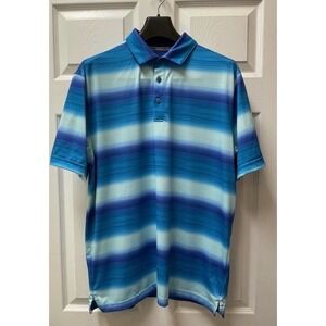 Walter Hagen Men's Medium Polo Shirt Blue Striped Golf‎ Performance Active